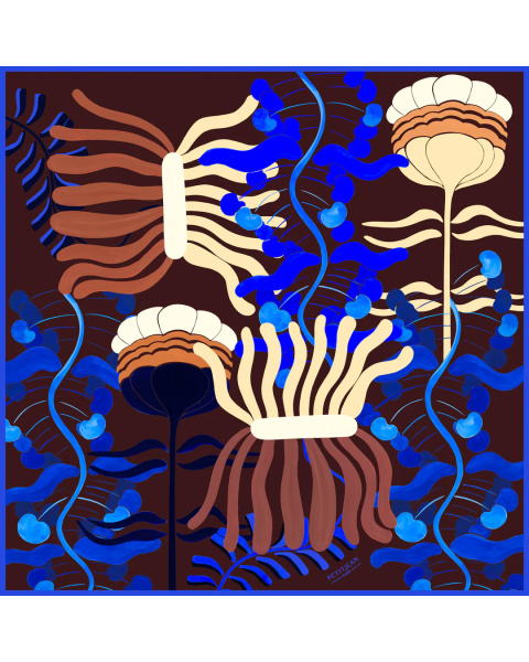 Silk Gavroche Winter Garden chocolate
