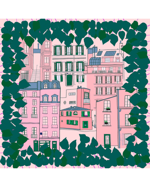 Carré 90 en soie Montmartre Carré 90 en soie Montmartre