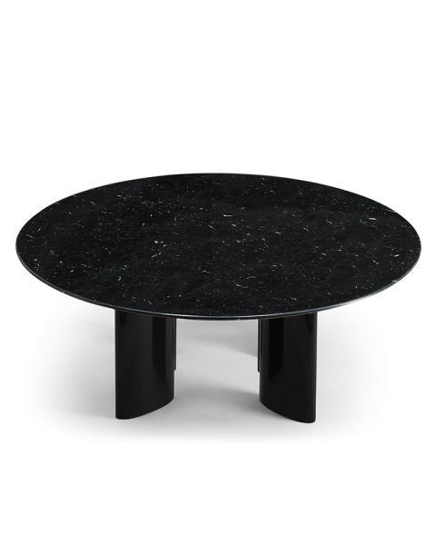 Round black marble coffee table with black legs