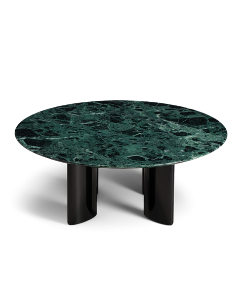 Round coffee table with green marble and black legs Round coffee table with green marble and black legs