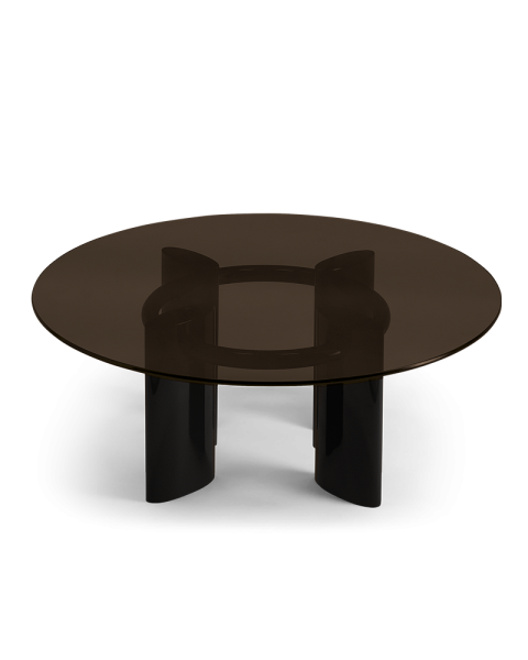 Table basse ronde verre et pieds noirs Table basse ronde verre et pieds noirs