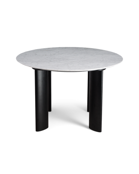 Table de salle à manger marbre blanc et pieds noirs 4 places