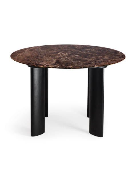Table de salle à manger marbre marron et pieds noirs 4 places