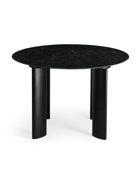 Black marble dining table with black legs for 4 people