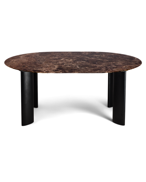 Table de salle à manger marbre marron et pieds noirs 6 places