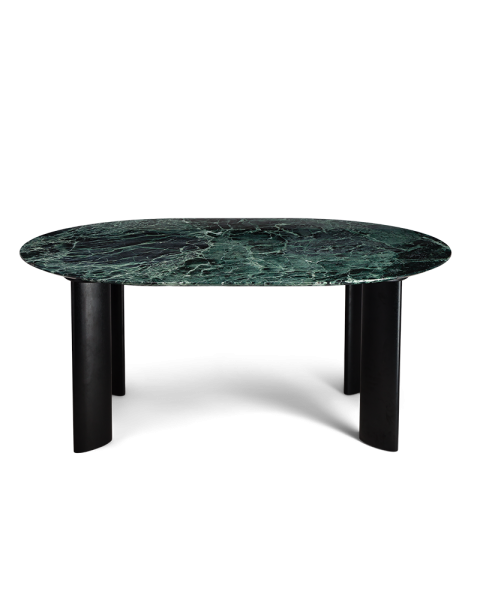 Table de salle à manger marbre vert et pieds noirs 6 places Table de salle à manger marbre vert et pieds noirs 6 places