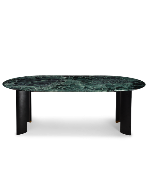 Table de salle à manger marbre vert et pieds noirs 8 places Table de salle à manger marbre vert et pieds noirs 8 places