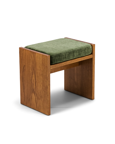 Chiesa Stool in Shiny Olive Green Velvet Chiesa Stool in Shiny Olive Green Velvet