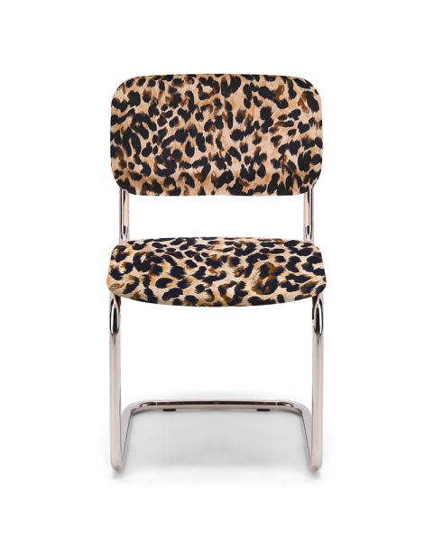 Chaise léopard coton jacquard et acier