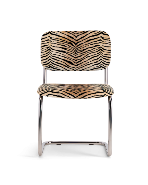 Tiger velvet and steel chair Tiger velvet and steel chair