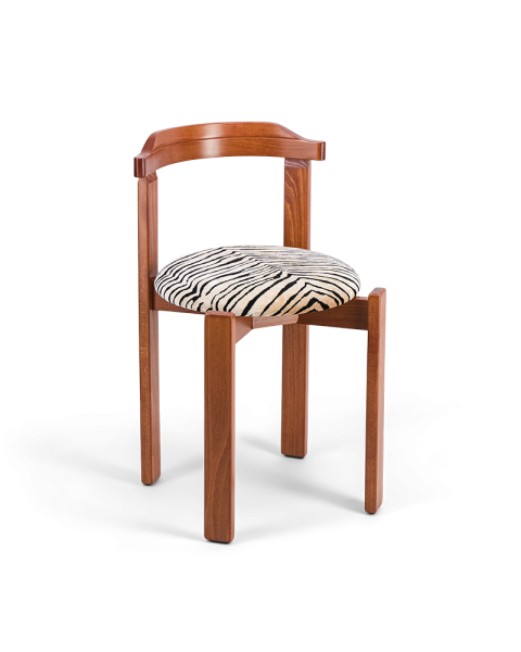 Chaise Laura bois brun velours tigre