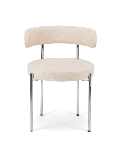 Chaise beige tissu texturé et métal chromé Chaise beige tissu texturé et métal chromé