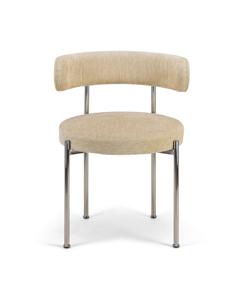 Libera chair in beige corduroy and chrome metal Libera chair in beige corduroy and chrome metal
