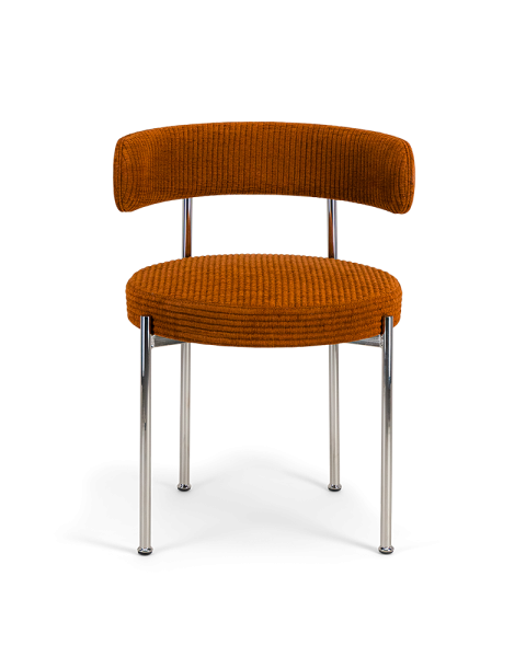 Chaise marron chenille côtelée et métal chromé