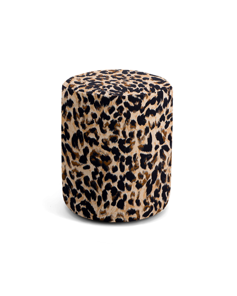 Round leopard jacquard cotton pouf Round leopard jacquard cotton pouf