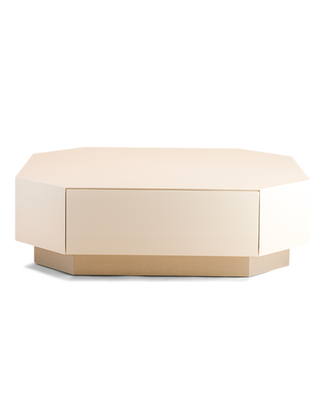 Table basse blanc crème bois laqué
