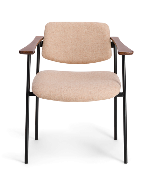 Chaise bois brun et feutre beige Chaise bois brun et feutre beige