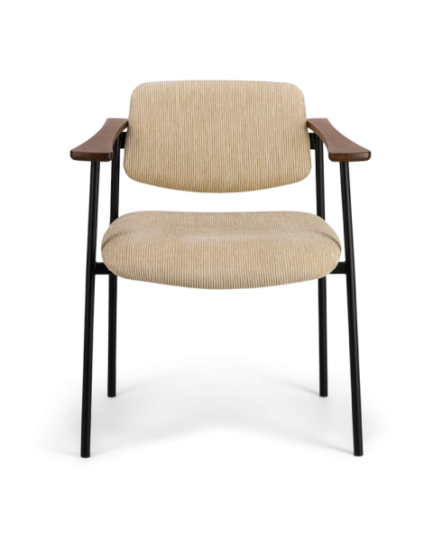 Chaise Pio bois brun velours côtelé beige Chaise Pio bois brun velours côtelé beige