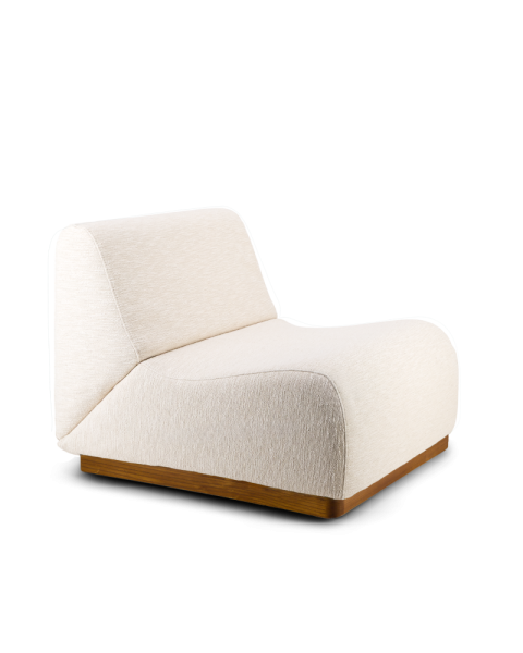 Chauffeuse modulable Rotondo tissu tramé crème - socle bois
