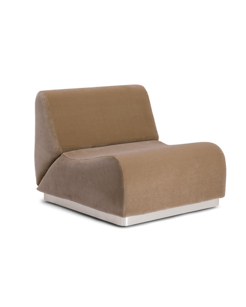 Chauffeuse camel velours socle acier modulable