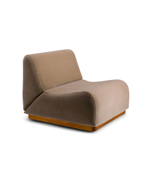Chauffeuse camel velours socle bois modulable