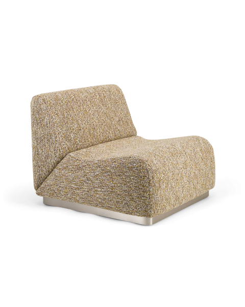 Chauffeuse effet tweed marron et vert socle acier modulable