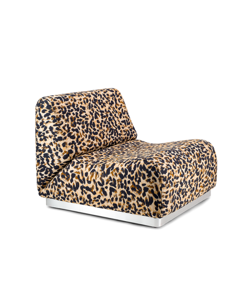 Chauffeuse léopard coton jacquard socle acier modulable Chauffeuse léopard coton jacquard socle acier modulable
