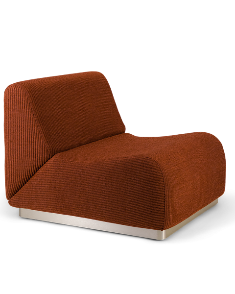 Chauffeuse marron chenille côtelée socle acier modulable Chauffeuse marron chenille côtelée socle acier modulable