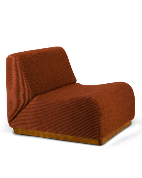 Chauffeuse marron chenille côtelée socle bois modulable Chauffeuse marron chenille côtelée socle bois modulable