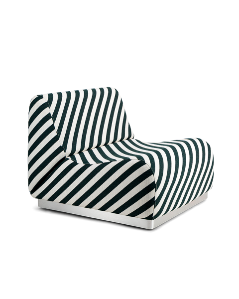 Chauffeuse rayures vert foncé tissu jacquard socle acier modulable Chauffeuse rayures vert foncé tissu jacquard socle acier modulable