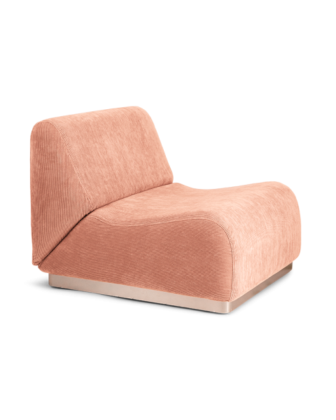 Chauffeuse rose pâle velours côtelé socle acier modulable Chauffeuse rose pâle velours côtelé socle acier modulable