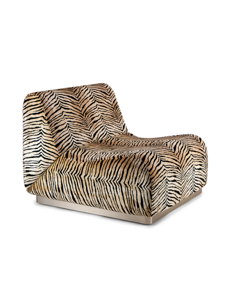 Chauffeuse velours tigre socle acier modulable Chauffeuse velours tigre socle acier modulable
