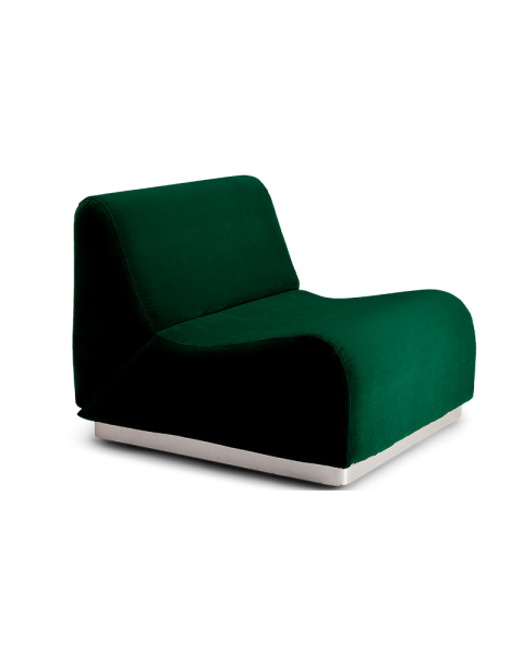 Chauffeuse vert sapin velours socle acier modulable Chauffeuse vert sapin velours socle acier modulable
