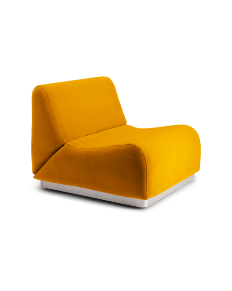Chauffeuse modulable Rotondo velours moutarde socle acier Chauffeuse modulable Rotondo velours moutarde socle acier