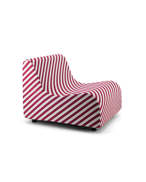 Modular outdoor armchair Rotondo in burgundy stripes