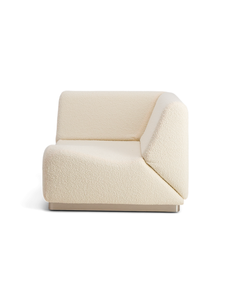 Module d'angle blanc crème laine bouclette socle acier