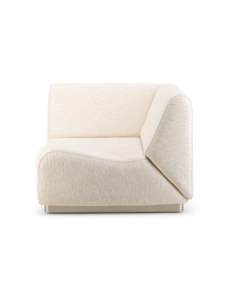 Module d'angle Rotondo tissu tramé crème socle acier Module d'angle Rotondo tissu tramé crème socle acier