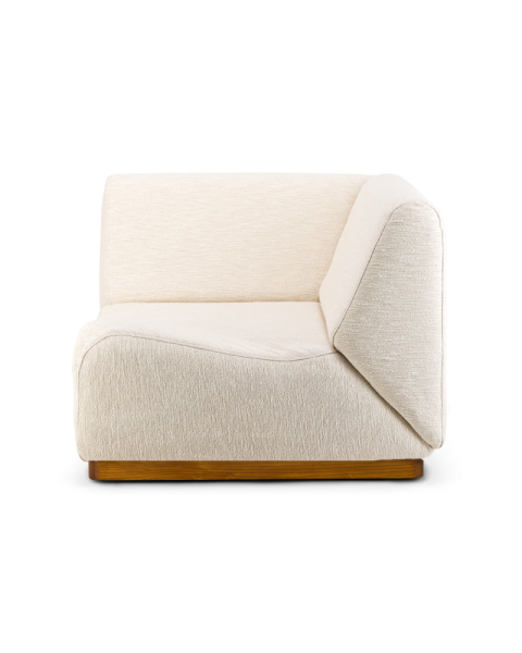 Module d'angle Rotondo tissu tramé crème - socle bois Module d'angle Rotondo tissu tramé crème - socle bois