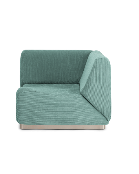 Light blue corduroy corner module with steel base