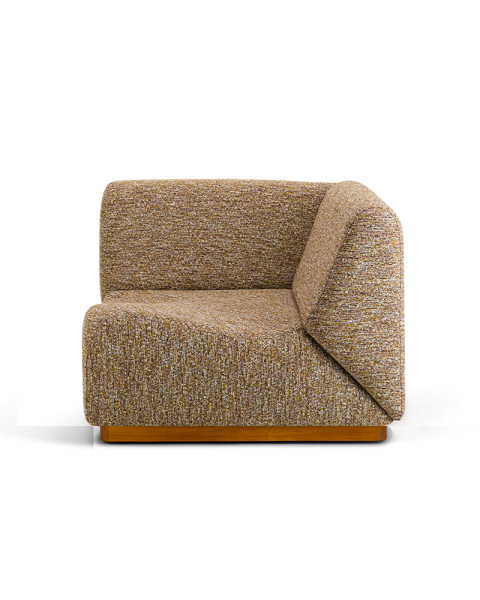 Module d'angle effet tweed marron et vert socle bois Module d'angle effet tweed marron et vert socle bois