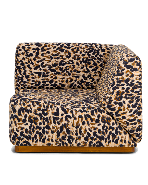 Module d'angle léopard coton jacquard socle bois Module d'angle léopard coton jacquard socle bois
