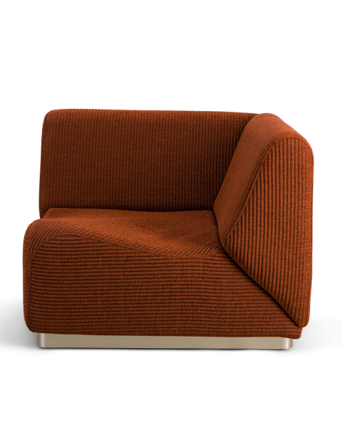 Module d'angle marron chenille côtelée socle acier Module d'angle marron chenille côtelée socle acier