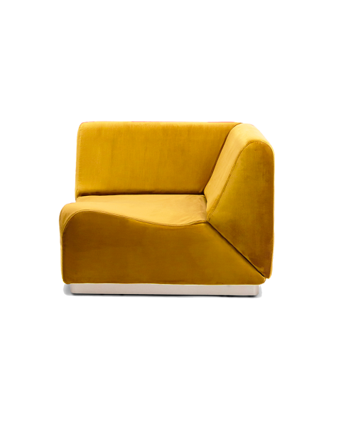 Module d'angle moutarde velours socle acier Module d'angle moutarde velours socle acier