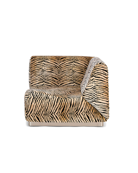 Module d'angle velours tigre socle acier Module d'angle velours tigre socle acier