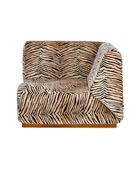 Module d'angle velours tigre socle bois Module d'angle velours tigre socle bois