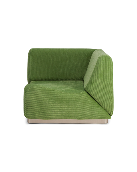 Module d'angle vert amande velours côtelé socle acier Module d'angle vert amande velours côtelé socle acier