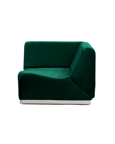 Module d'angle vert sapin velours socle acier Module d'angle vert sapin velours socle acier