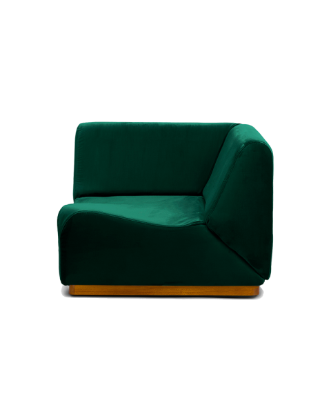 Module d'angle vert sapin velours socle bois Module d'angle vert sapin velours socle bois