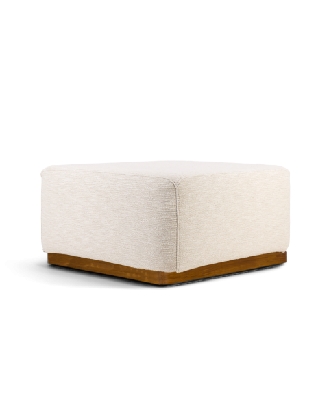 Pouf Rotondo tissu tramé crème - socle bois Pouf Rotondo tissu tramé crème - socle bois