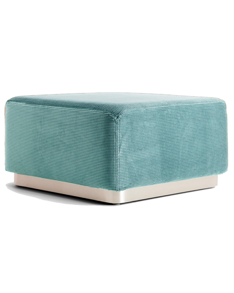 Pouf bleu clair velours côtelé socle acier Pouf bleu clair velours côtelé socle acier